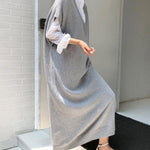Knitting Loose V-Neck Sleeveless Long Dress