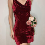 Sexy velvet suspender dress