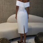 White One-shoulder Mid-length Slim Dress