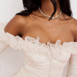 Sexy One-shoulder Pleated Lace Design Dress