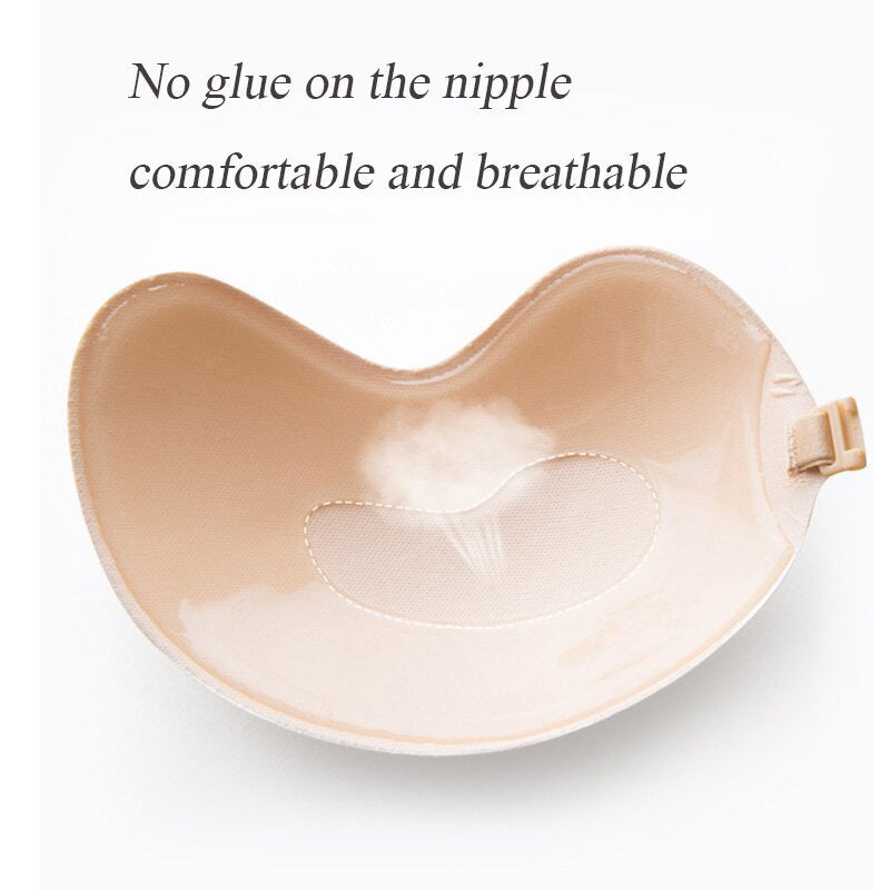 Mango-shaped pull-up and breathable silicone invisible bra