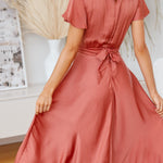 Women's Dresses Belted Cutout Ruffle Midi Dress