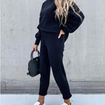 Casual Solid Color High Collar Pencil Pants Suits