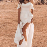 White Sling Ruffled Ball Gown