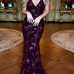 Sexy V-neck suspender sequin dress