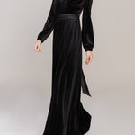 Black Sheath-Column Floor Length Velvet Dress