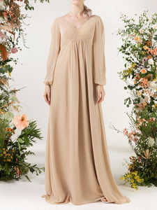 A-Line Sweep-Brush Train Chiffon Bridesmaid Dress