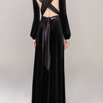 Black Sheath-Column Floor Length Velvet Dress