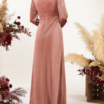 Sheath-Column Floor Length Velvet Bridesmaid Dress