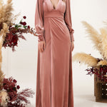 Sheath-Column Floor Length Velvet Bridesmaid Dress