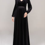 Black Sheath-Column Floor Length Velvet Dress