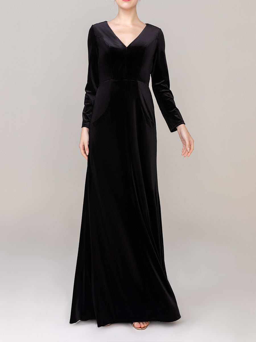 Sheath-Column Floor Length Velvet Dress