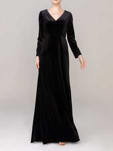 Sheath-Column Floor Length Velvet Dress