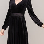 Black Sheath-Column Floor Length Velvet Dress