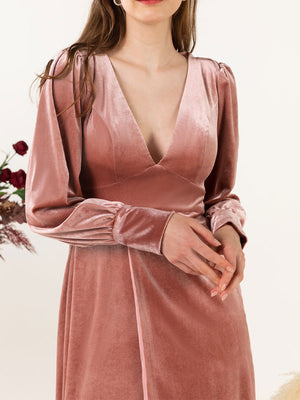 Sheath-Column Floor Length Velvet Bridesmaid Dress