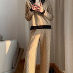 Temperament Double-sided Jacquard Sweater Two-piece Suit