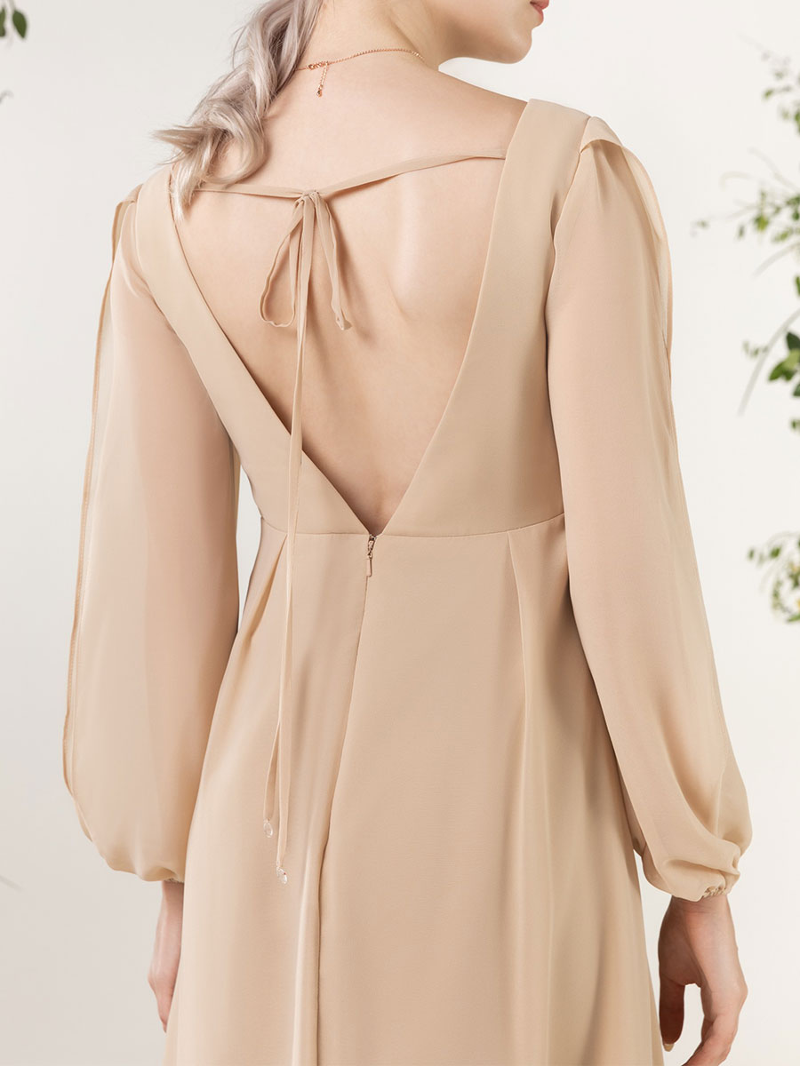 A-Line Sweep-Brush Train Chiffon Bridesmaid Dress