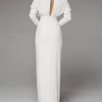 Solid color pleated split open back dress