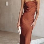 Women's Dresses Satin Open-back One Shoulder Midi Dress