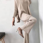 Elegant High Collar Sweater Set