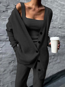 Comfortable knitted Three-piece Suit