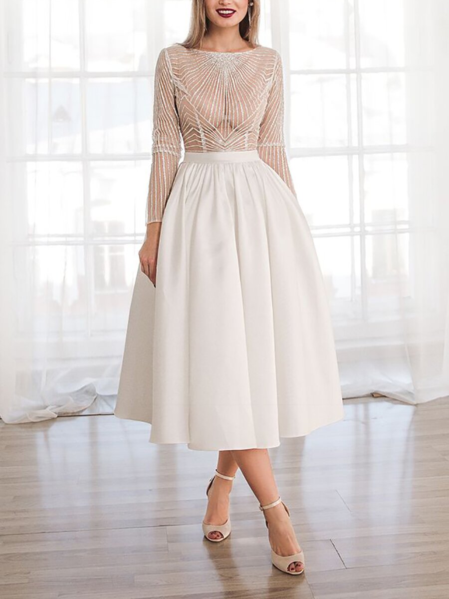 Shiny and elegant A-line midi dress