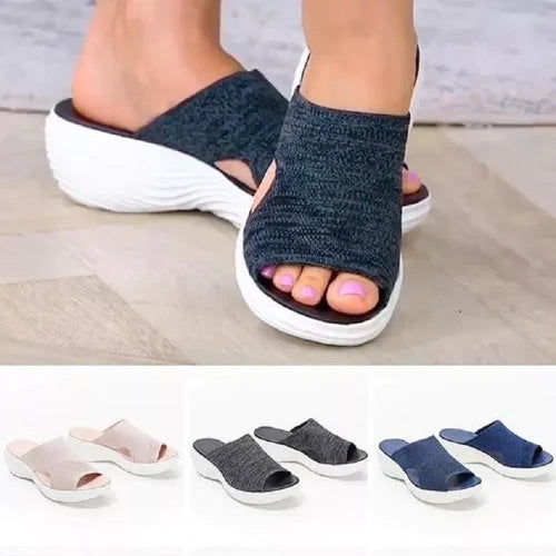 🔥SUMMER HOT SALE⚡Knitted wedge sports corrective sandals