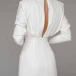 Solid color pleated split open back dress