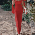 Drop Shoulder Pearl Strap Temperament Dress