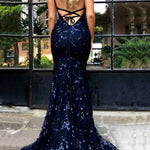 Sexy V-neck suspender sequin dress