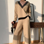 Temperament Double-sided Jacquard Sweater Two-piece Suit