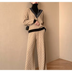 Temperament Double-sided Jacquard Sweater Two-piece Suit