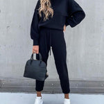 Casual Solid Color High Collar Pencil Pants Suits