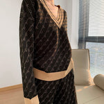 Temperament Double-sided Jacquard Sweater Two-piece Suit