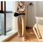 Temperament Double-sided Jacquard Sweater Two-piece Suit